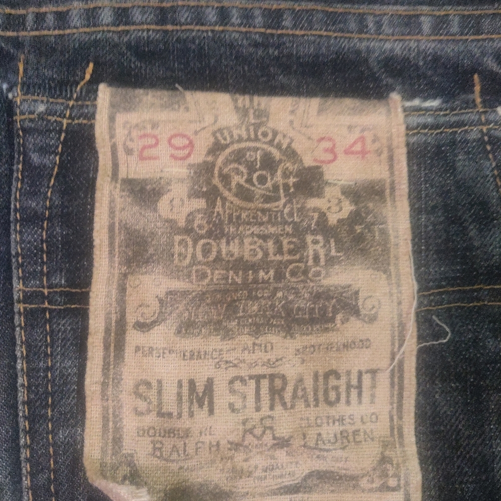 DBL RRL Ralph Lauren Slim Straight Dusty Dark Jns - Picture 12 of 16